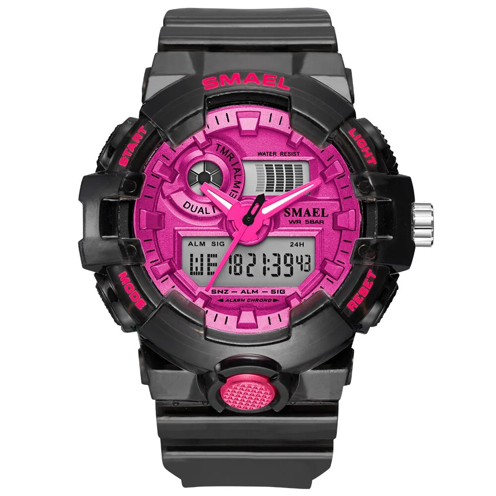 SMAEL Sport Watch Men Waterproof Top Brand Digital Watches Quality Plastic Watch Band Dual Display Wristwatch Relogio Masculino