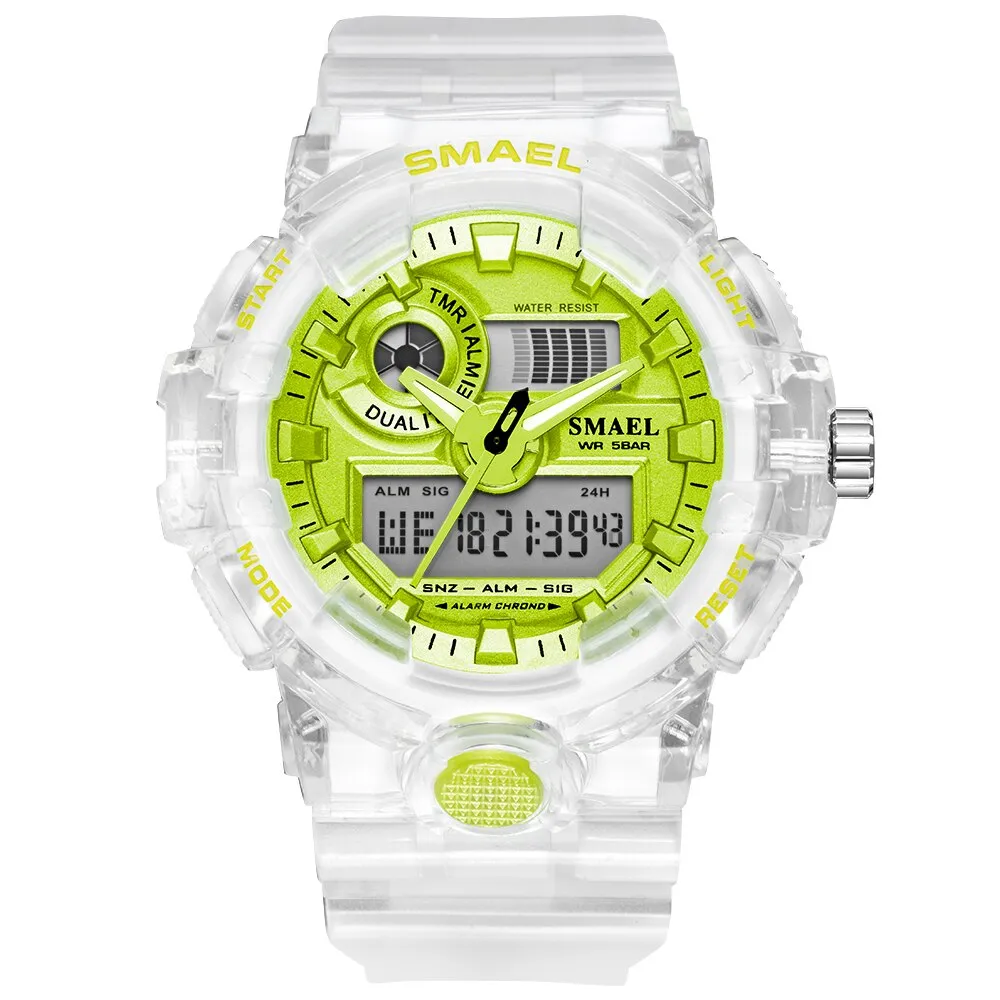 SMAEL Sport Watch Men Waterproof Top Brand Digital Watches Quality Plastic Watch Band Dual Display Wristwatch Relogio Masculino