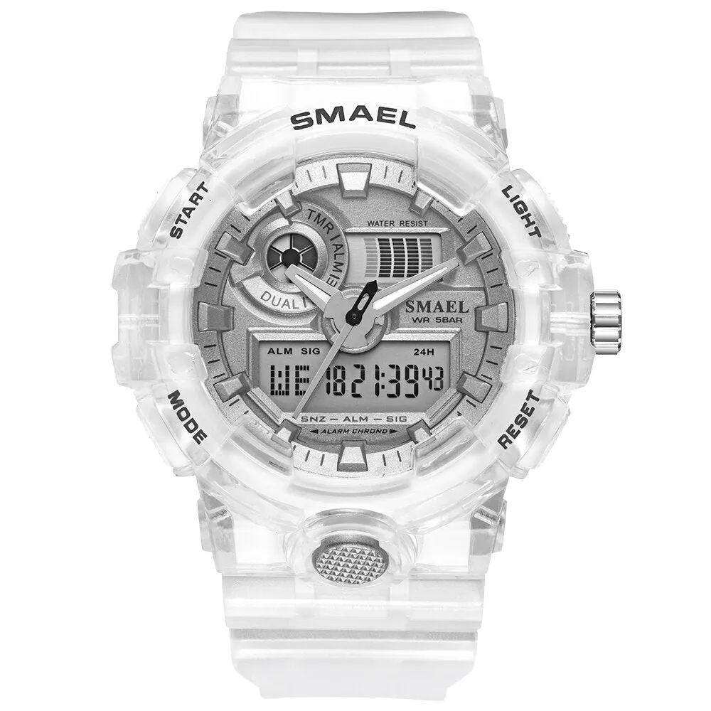 SMAEL Sport Watch Men Waterproof Top Brand Digital Watches Quality Plastic Watch Band Dual Display Wristwatch Relogio Masculino