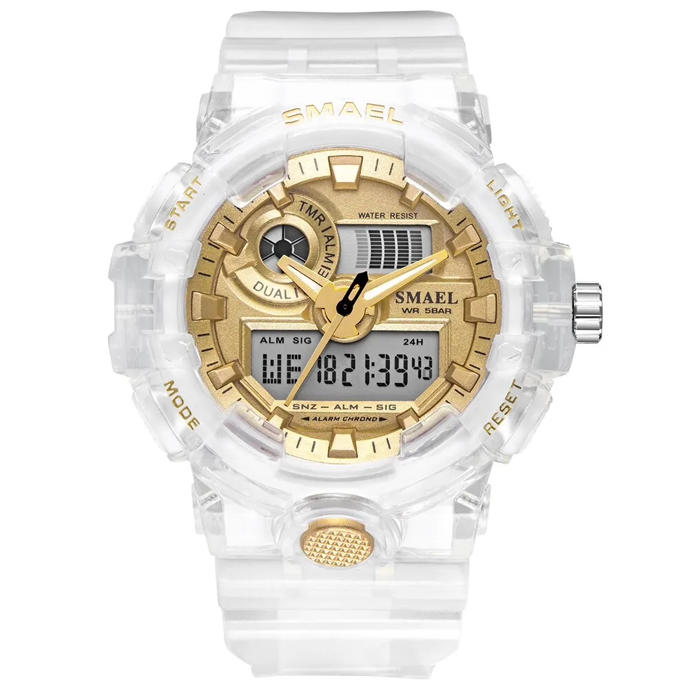 SMAEL Sport Watch Men Waterproof Top Brand Digital Watches Quality Plastic Watch Band Dual Display Wristwatch Relogio Masculino