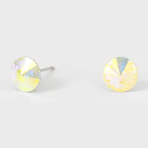 Small AB Round Crystal Stud Earrings | 8 mm | 123226