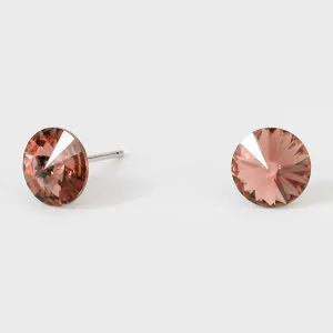 Small Blush Rose Round Crystal Stud Earrings | 8 mm | 297508