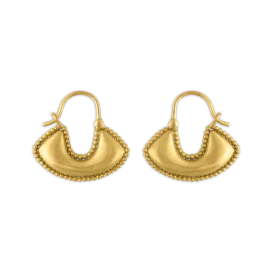 Small Granulated Boat-Shaped Hoop Earrings