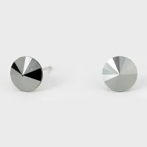 Small Hematite Round Crystal Stud Earrings | 8 mm | 123232