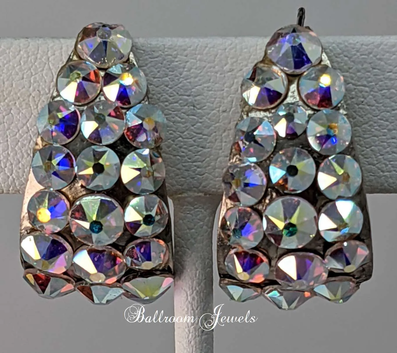 Small Hoop Earrings in aurora borealis crystals