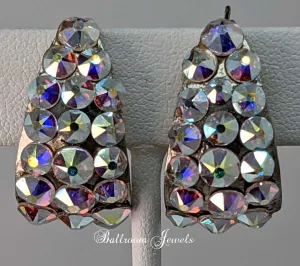 Small Hoop Earrings in aurora borealis crystals