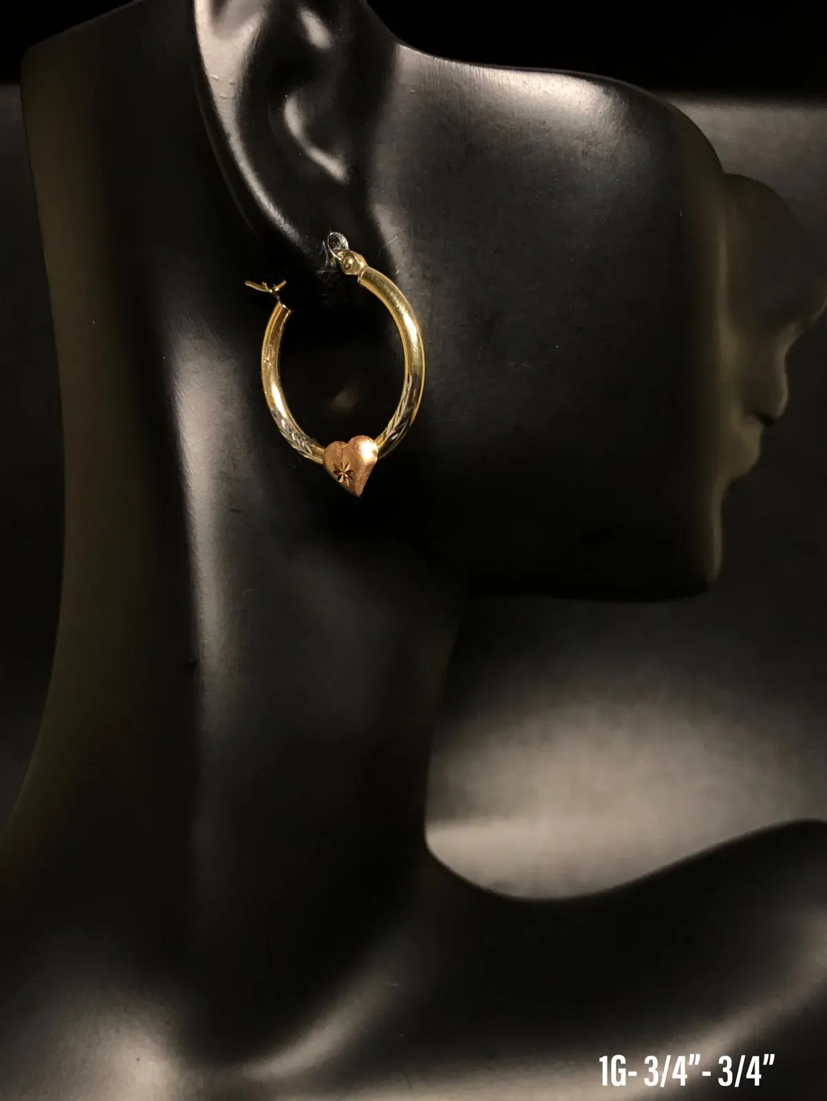 Small hoop with heart earrings 10K solid gold