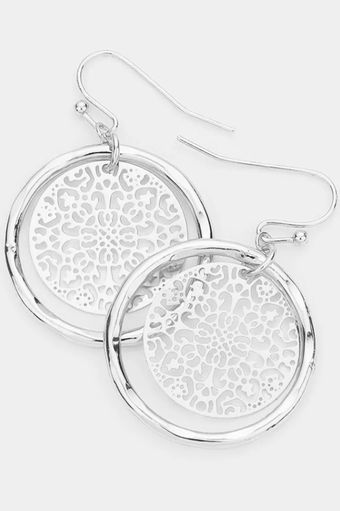 Small Mandela Dangle Hoop Earrings