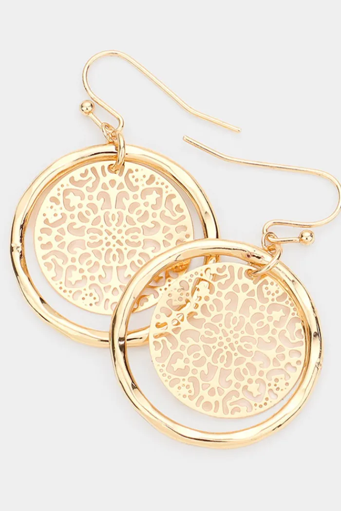 Small Mandela Dangle Hoop Earrings