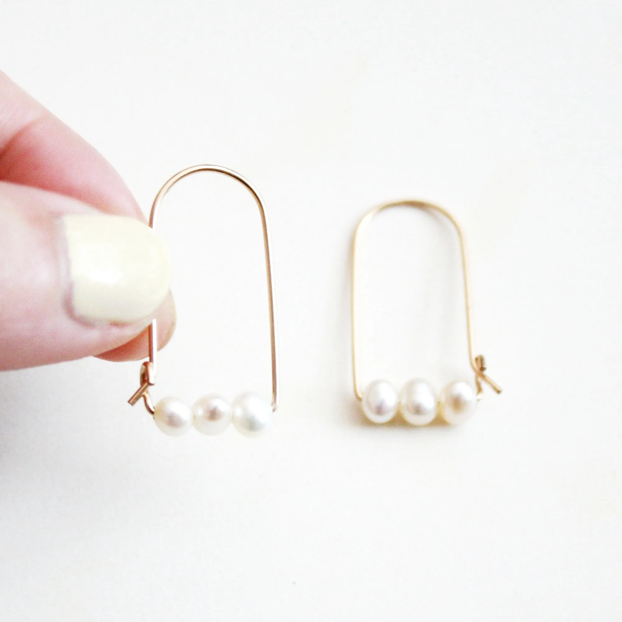 Small Mountain Hoop Earrings - Freshwater Pearls