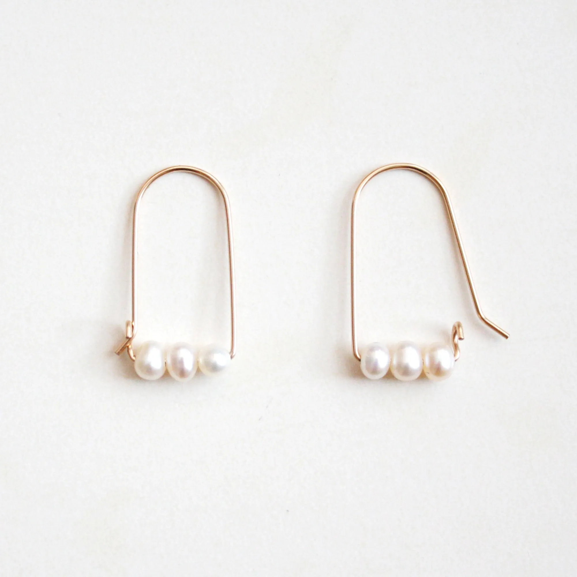 Small Mountain Hoop Earrings - Freshwater Pearls