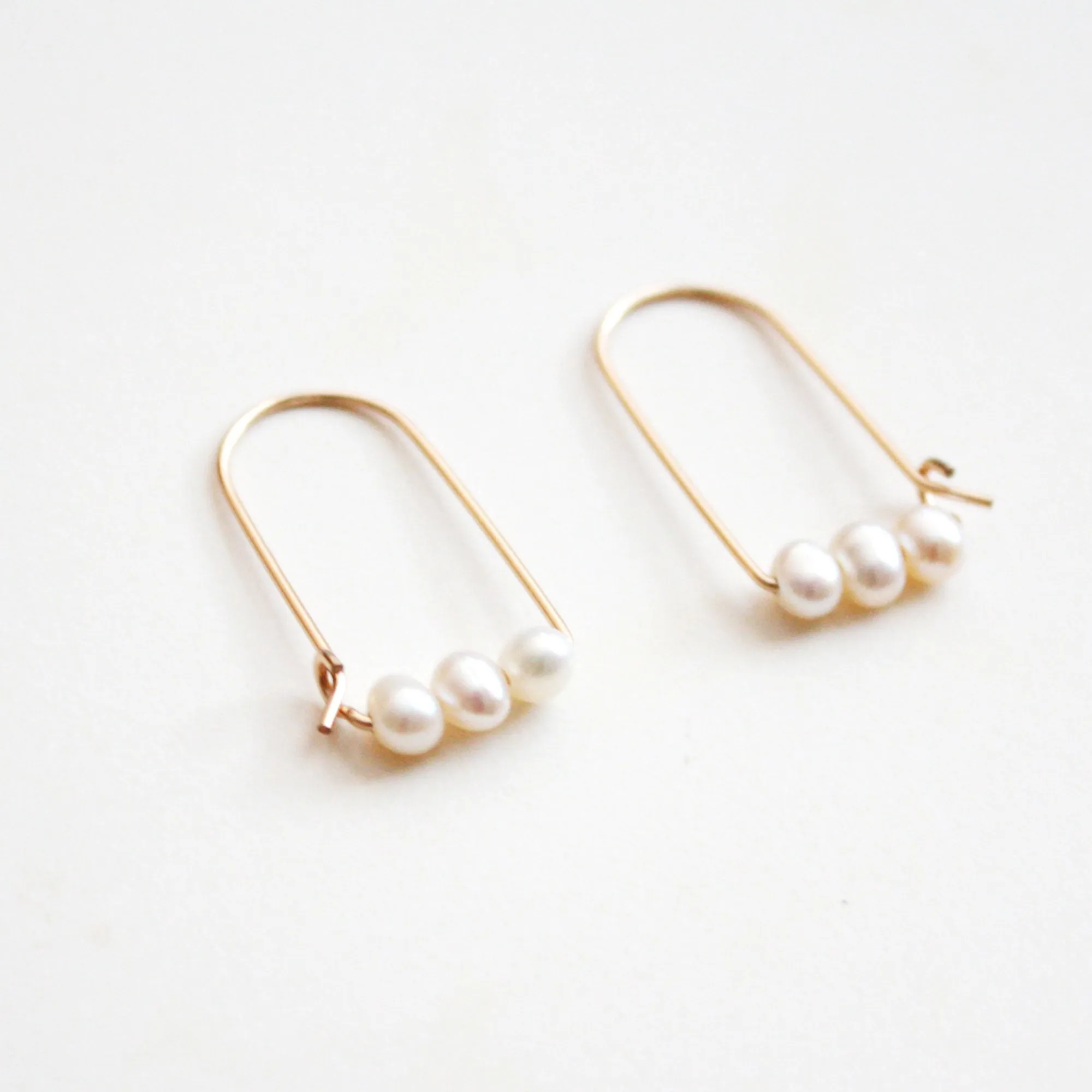 Small Mountain Hoop Earrings - Freshwater Pearls