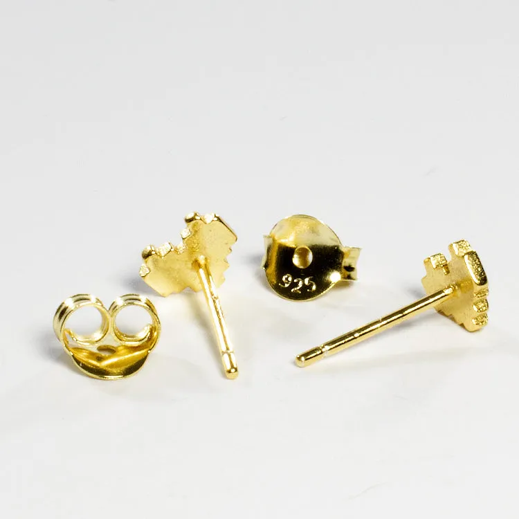 Small Multicolor Enamel Heart Stud Earrings - Gold -  Girls & Teens