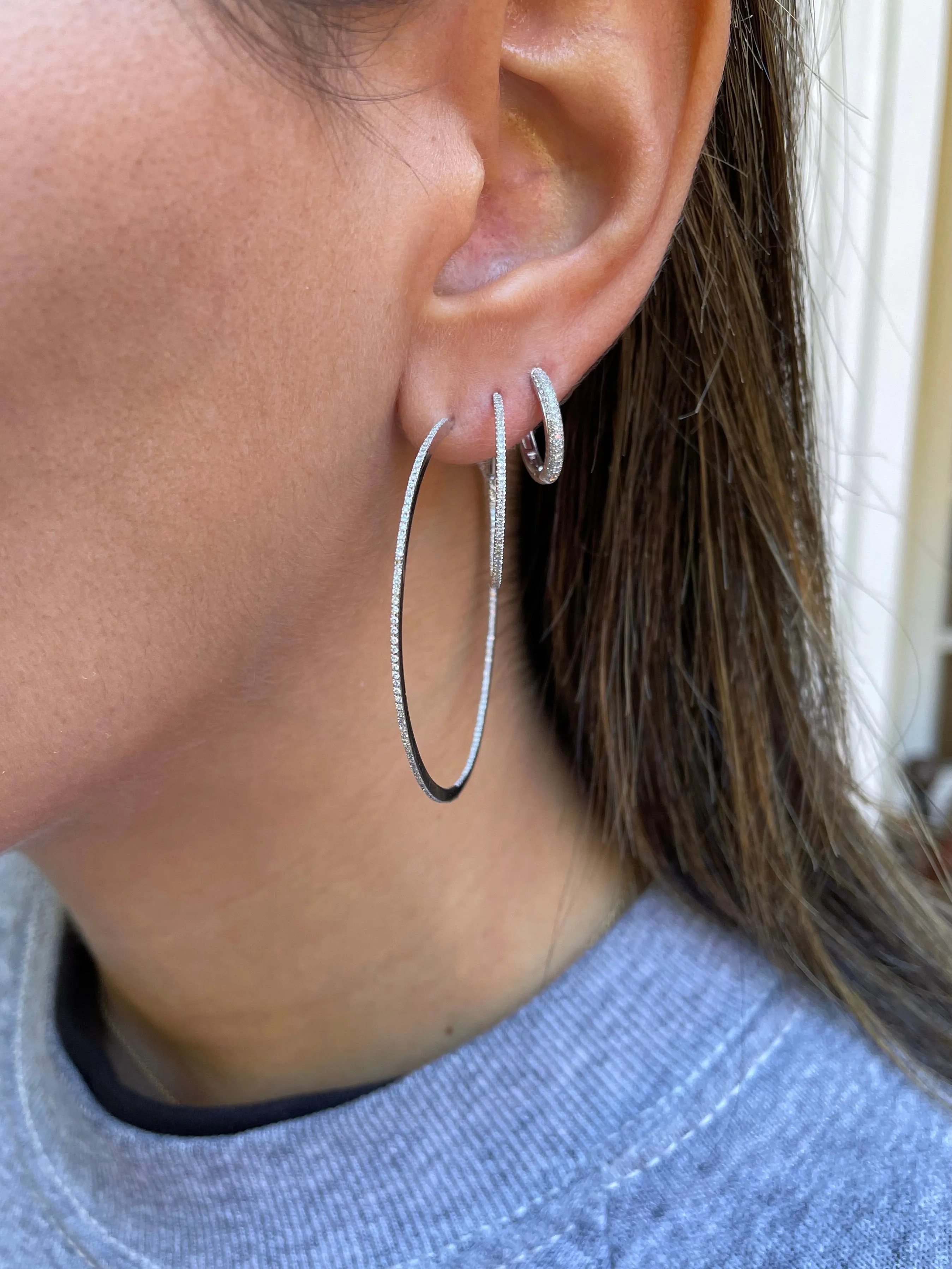 Small Pave Diamond Hoop Earrings