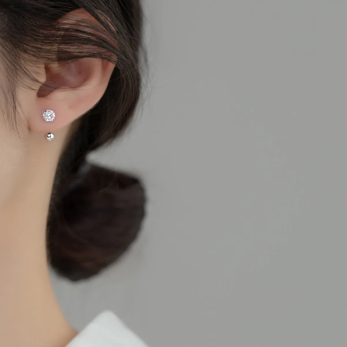 Small Solitaire CZ Screw back Studs Earrings - ESB009