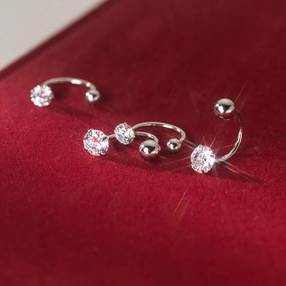 Small Solitaire CZ Screw back Studs Earrings - ESB009