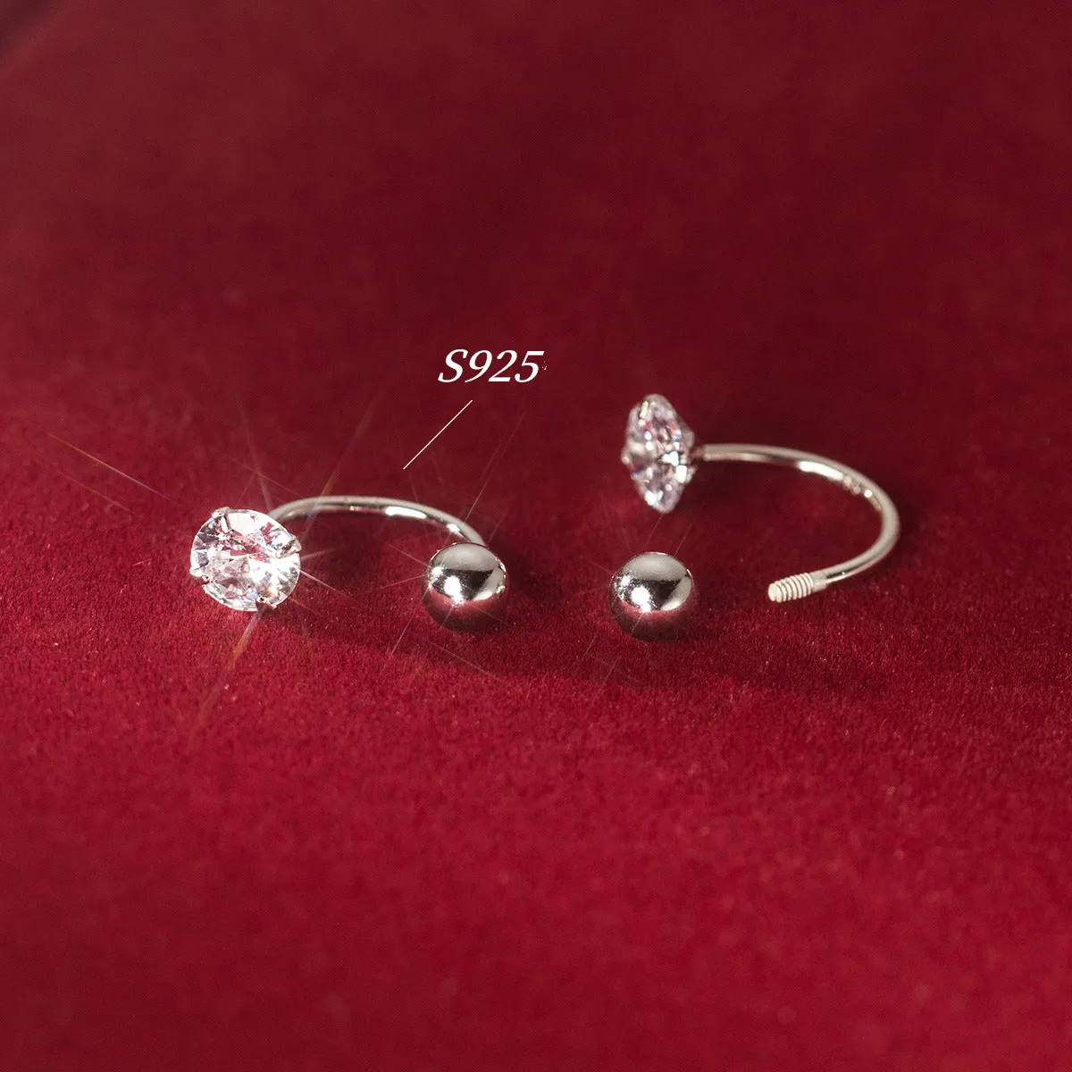 Small Solitaire CZ Screw back Studs Earrings - ESB009