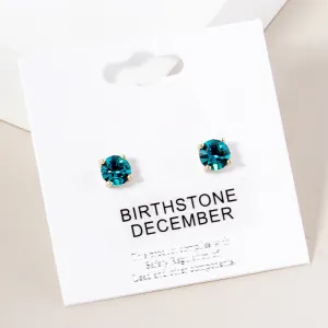 Small Teal Stud Earrings on Gold | December Birthstone Earrings | Little Girl Earrings | 615889