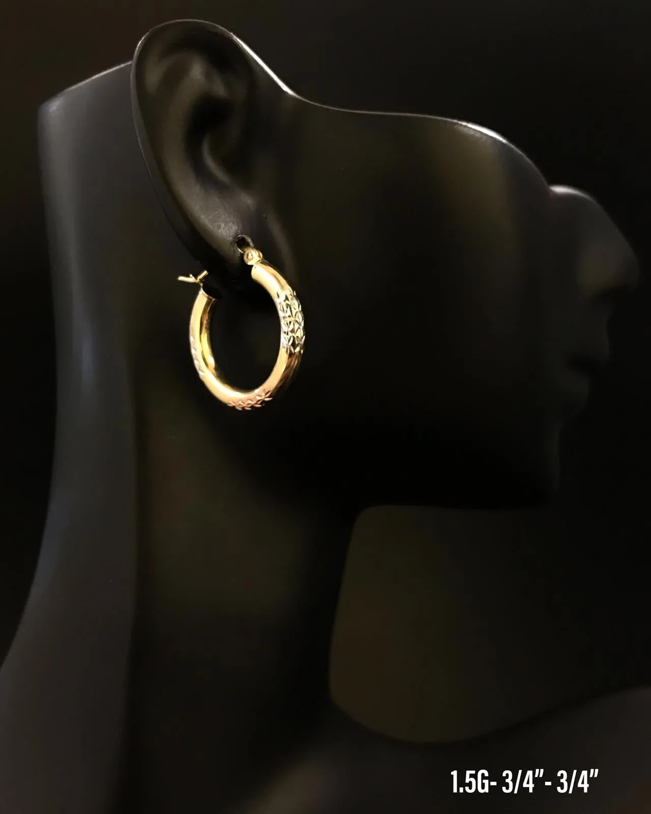 Small textured hoop earrings 10K solid gold