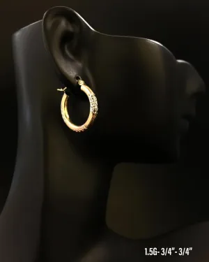 Small textured hoop earrings 10K solid gold