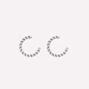 SMALL TWISTED HOOP EARRINGS IN SILVER