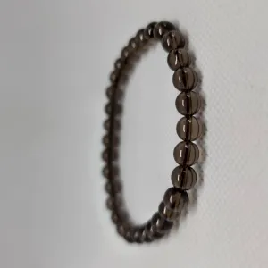Smoky Quartz Round Bead Crystal Bracelet