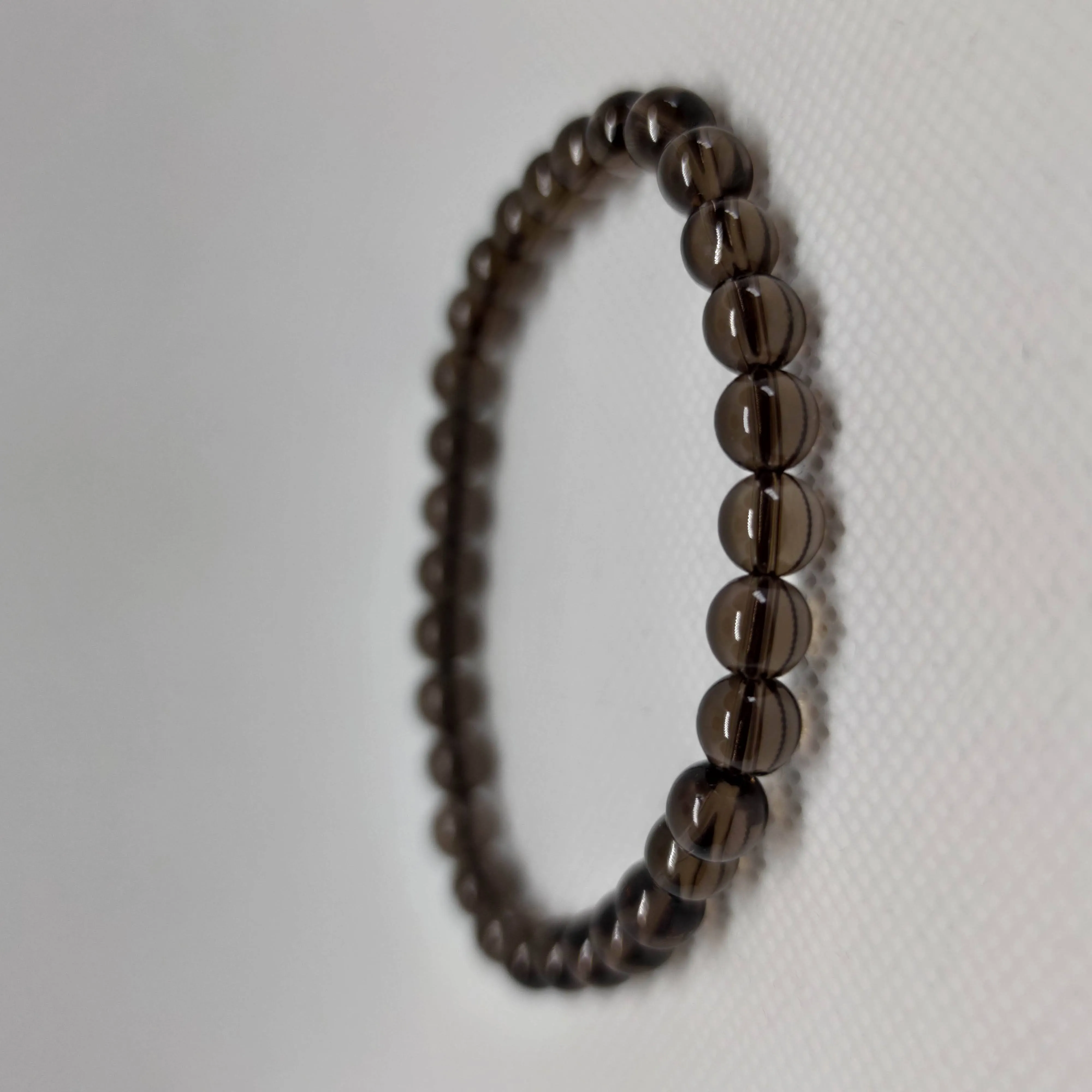 Smoky Quartz Round Bead Crystal Bracelet
