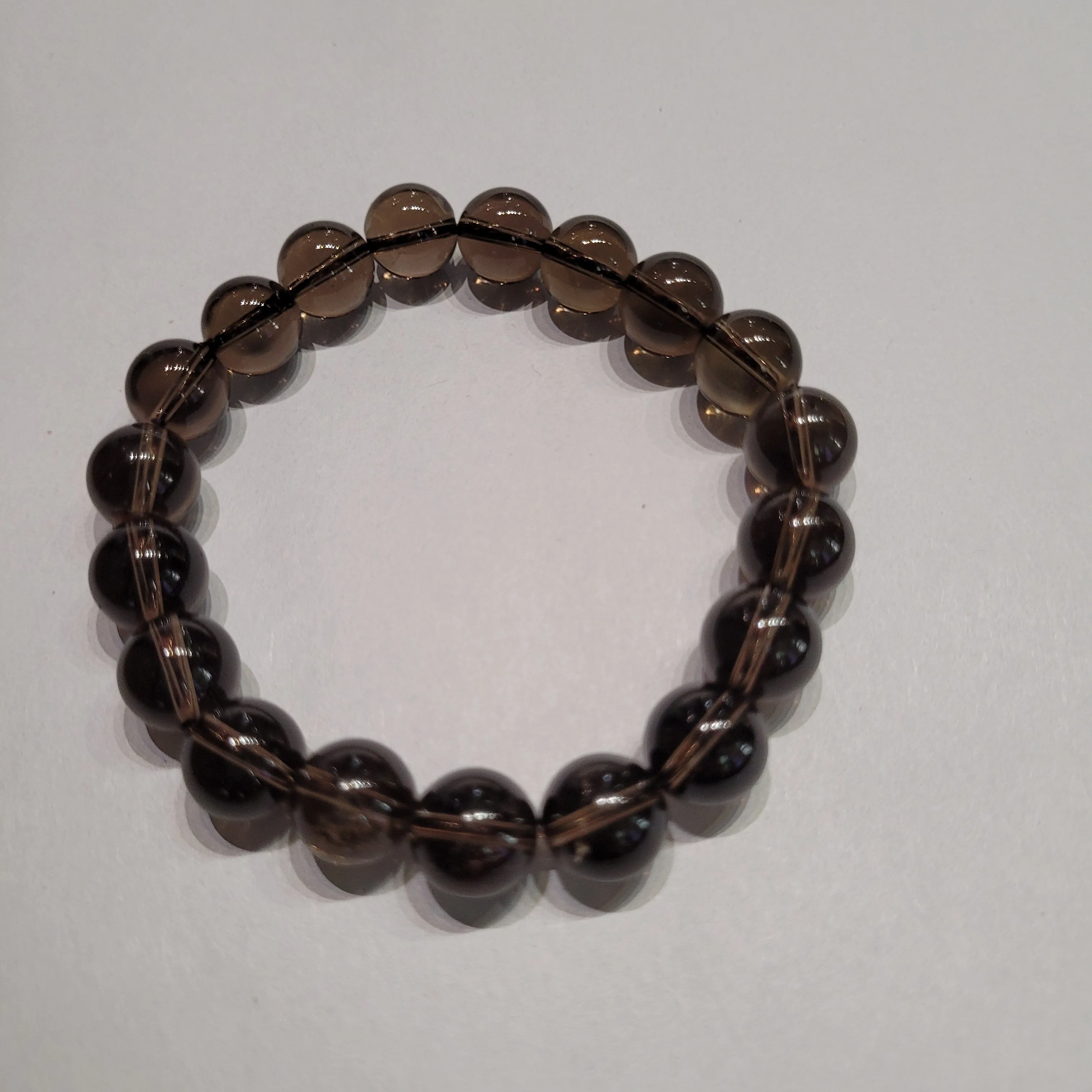 Smoky Quartz Round Bead Crystal Bracelet