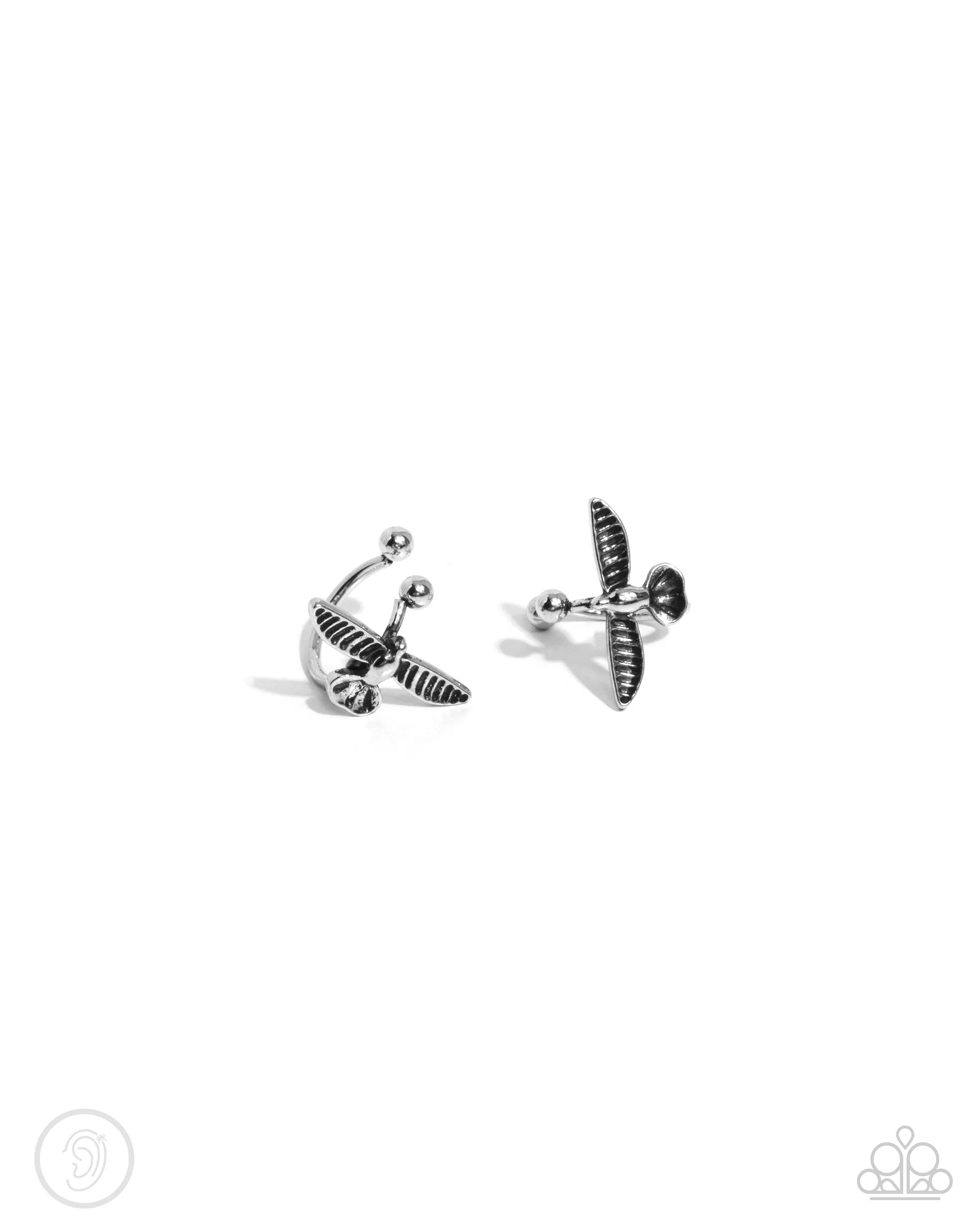 Soaring Sparrow - Silver - Bird Paparazzi Ear Cuff Earrings