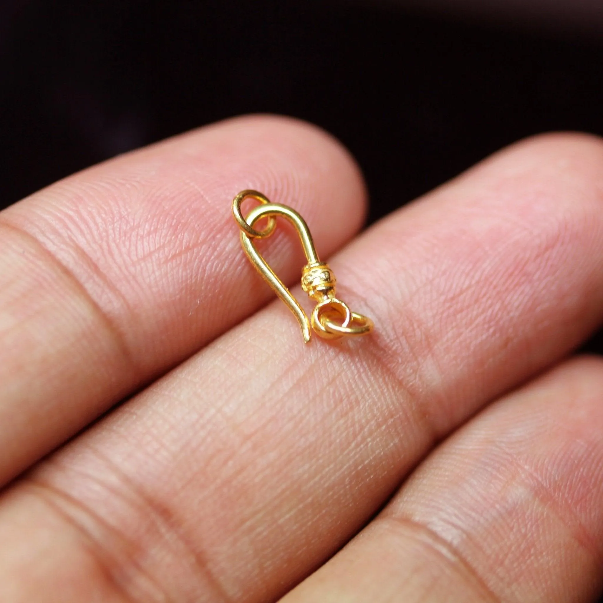 Solid Gold Clasp 18k Handmade Old Fashioned Tribal Hook 11mm x 5mm