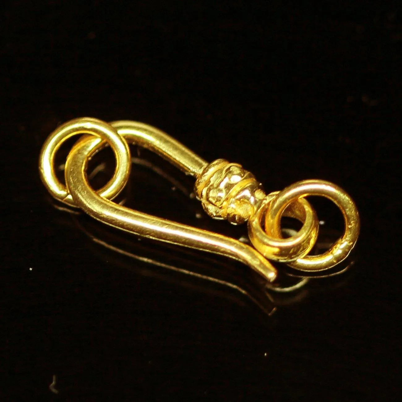 Solid Gold Clasp 18k Handmade Old Fashioned Tribal Hook 11mm x 5mm