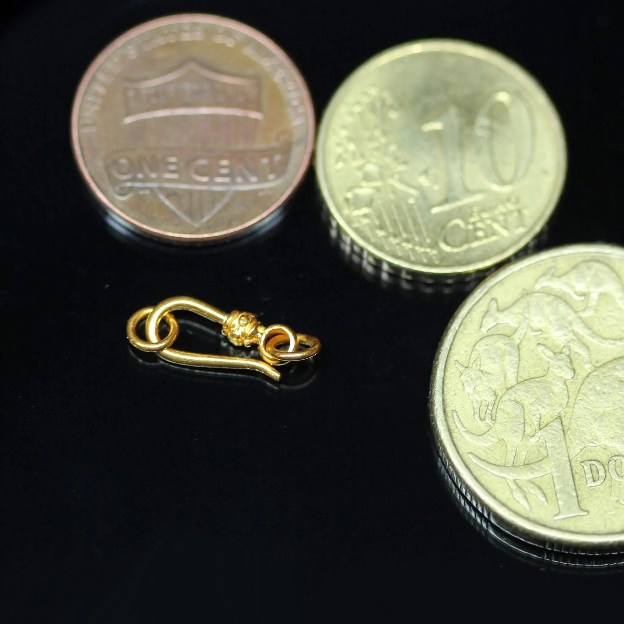 Solid Gold Clasp 18k Handmade Old Fashioned Tribal Hook 11mm x 5mm