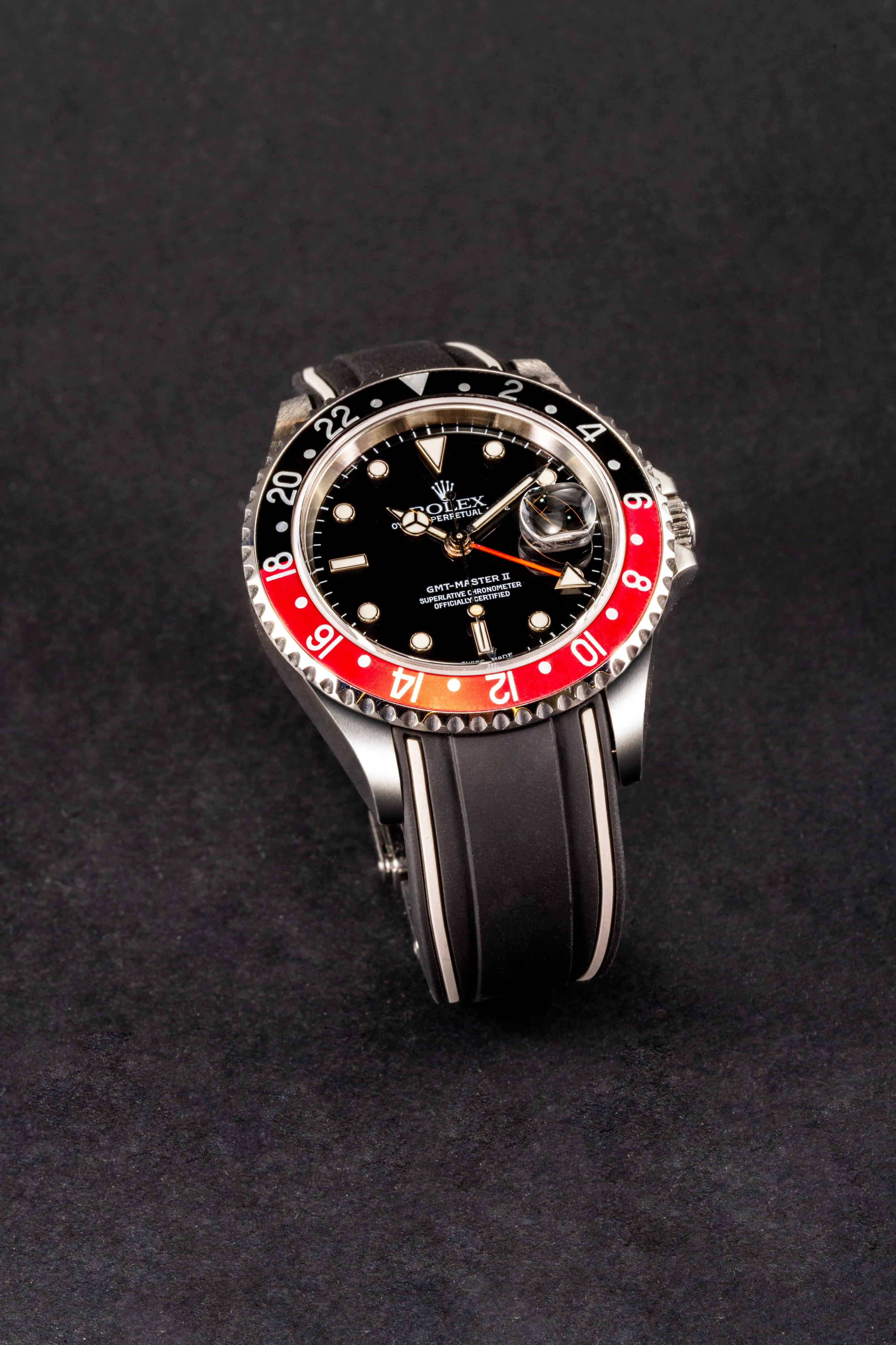 Solitaire Rubber straps in Zebra Black for Rolex GMT-Master Coke