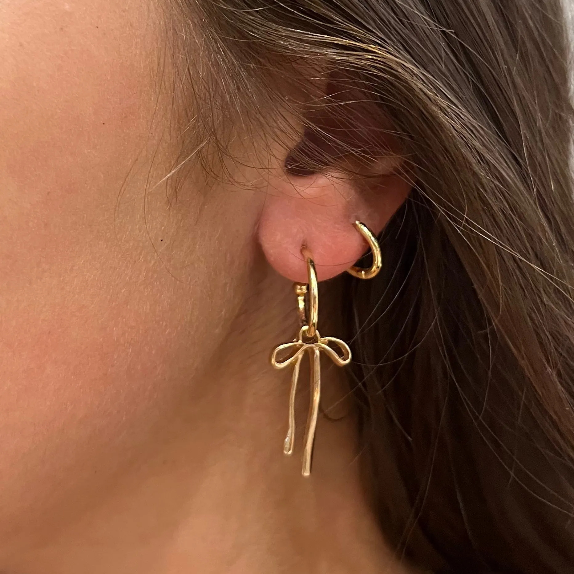 Sophie Simple Gold Bow Hoop Earrings