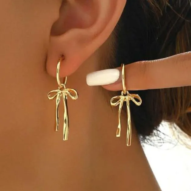 Sophie Simple Gold Bow Hoop Earrings