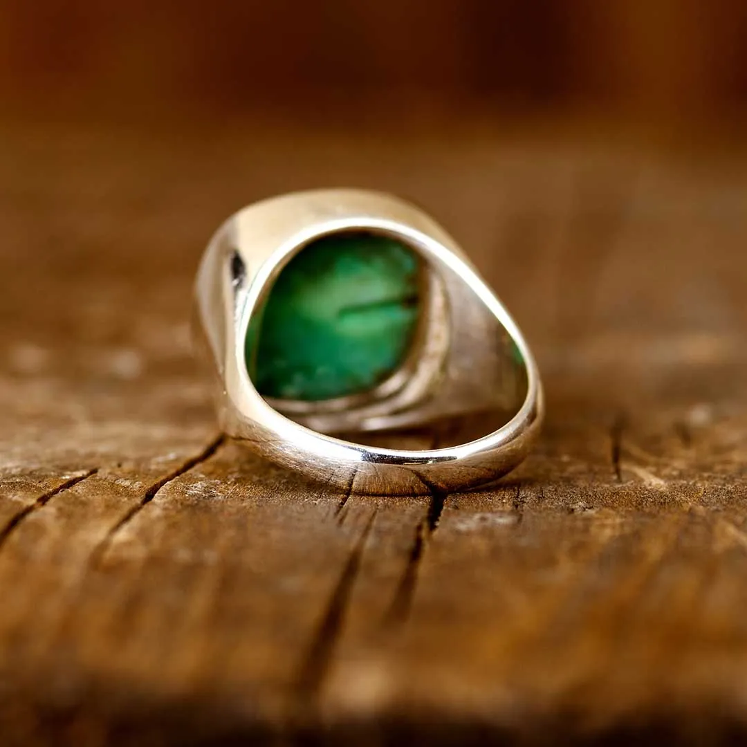 Square Turquoise Signet Ring for Men Sterling Silver