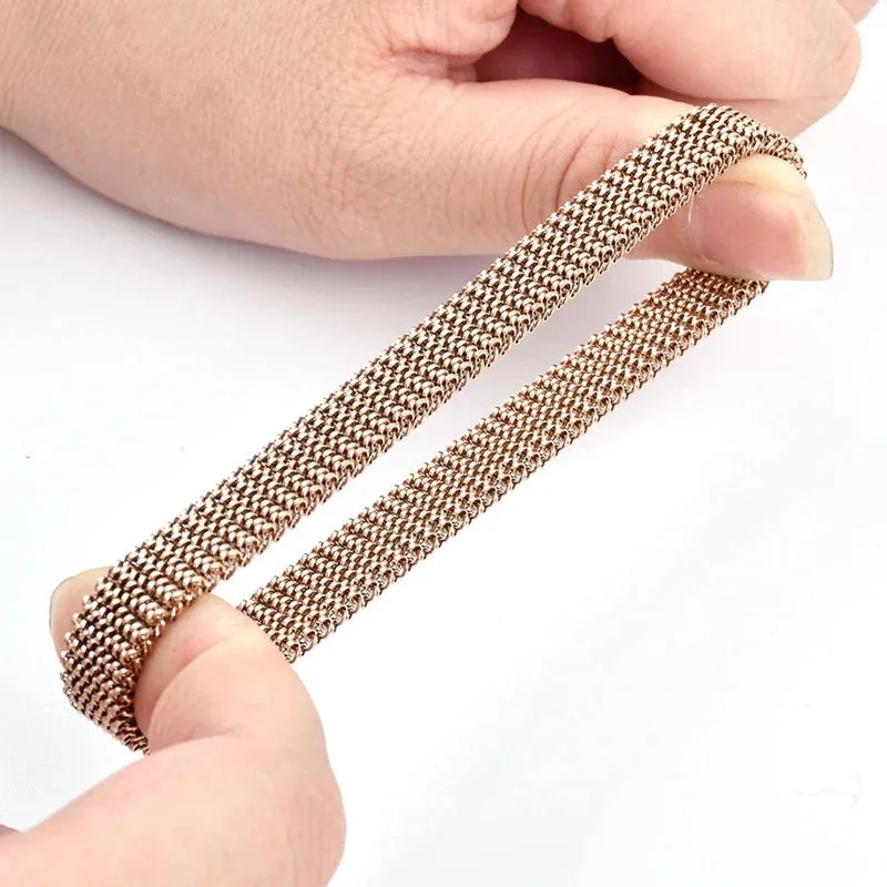 Stainless Steel Jewelry Elastic Spring Wrist Band Stretch Mesh Bracelets Unique Colorful Bangles