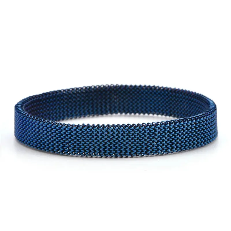 Stainless Steel Jewelry Elastic Spring Wrist Band Stretch Mesh Bracelets Unique Colorful Bangles