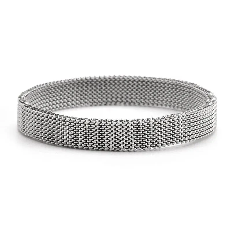 Stainless Steel Jewelry Elastic Spring Wrist Band Stretch Mesh Bracelets Unique Colorful Bangles