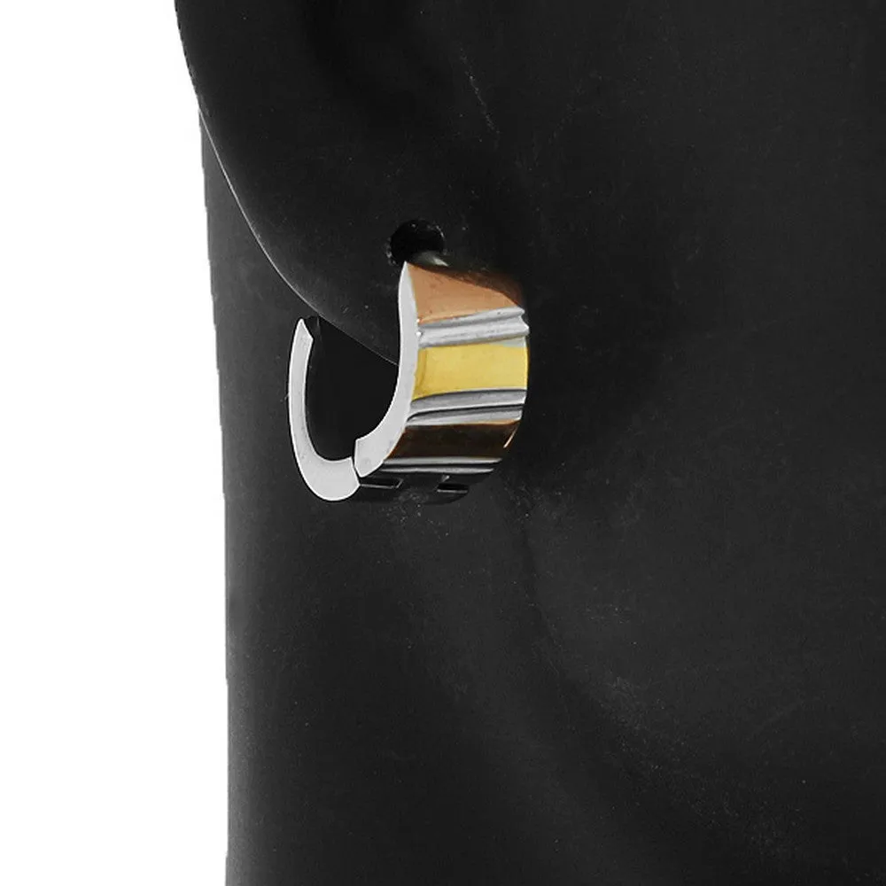 Stainless Steel Multi-Tone Hoop Huggie Earrings