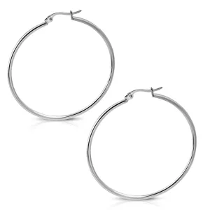 Stainless Steel Silver-Tone Classic Hoop Earrings