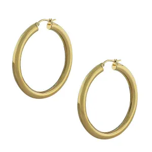 Stainless Steel Yellow Gold-Tone Classic Hoop Earrings