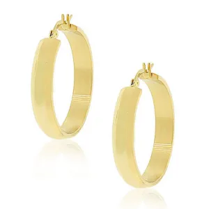 Stainless Steel Yellow Gold-Tone Classic Polished Hoop Earrings 1.15" Diameter