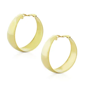 Stainless Steel Yellow Gold-Tone Classic Round Hoop Earrings, 1.60"