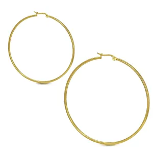 Stainless Steel Yellow Gold-Tone Hoop Earrings