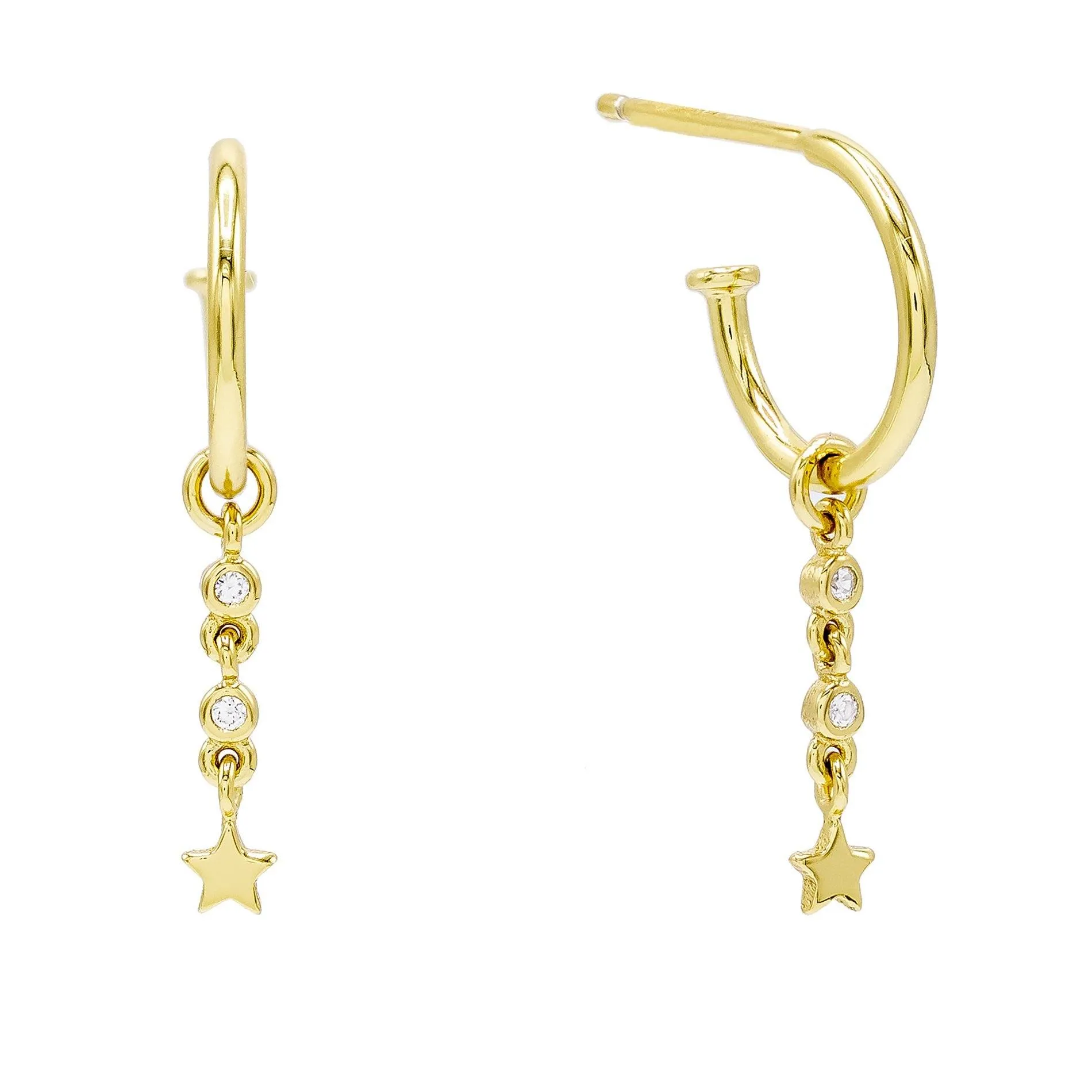 Star Bezel Hoop Earring