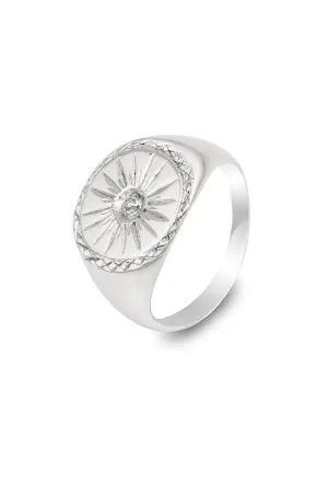 Starburst Silver Signet Ring