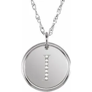 Sterling Silver .04 CTW Natural Diamond Posh Mommy¬Æ Initial I 18" Necklace