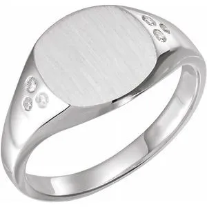 Sterling Silver .05 CTW Diamond 10.87x10.26 mm Oval Signet Ring