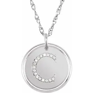 Sterling Silver .06 CTW Natural Diamond Posh Mommy¬Æ Initial C 18" Necklace